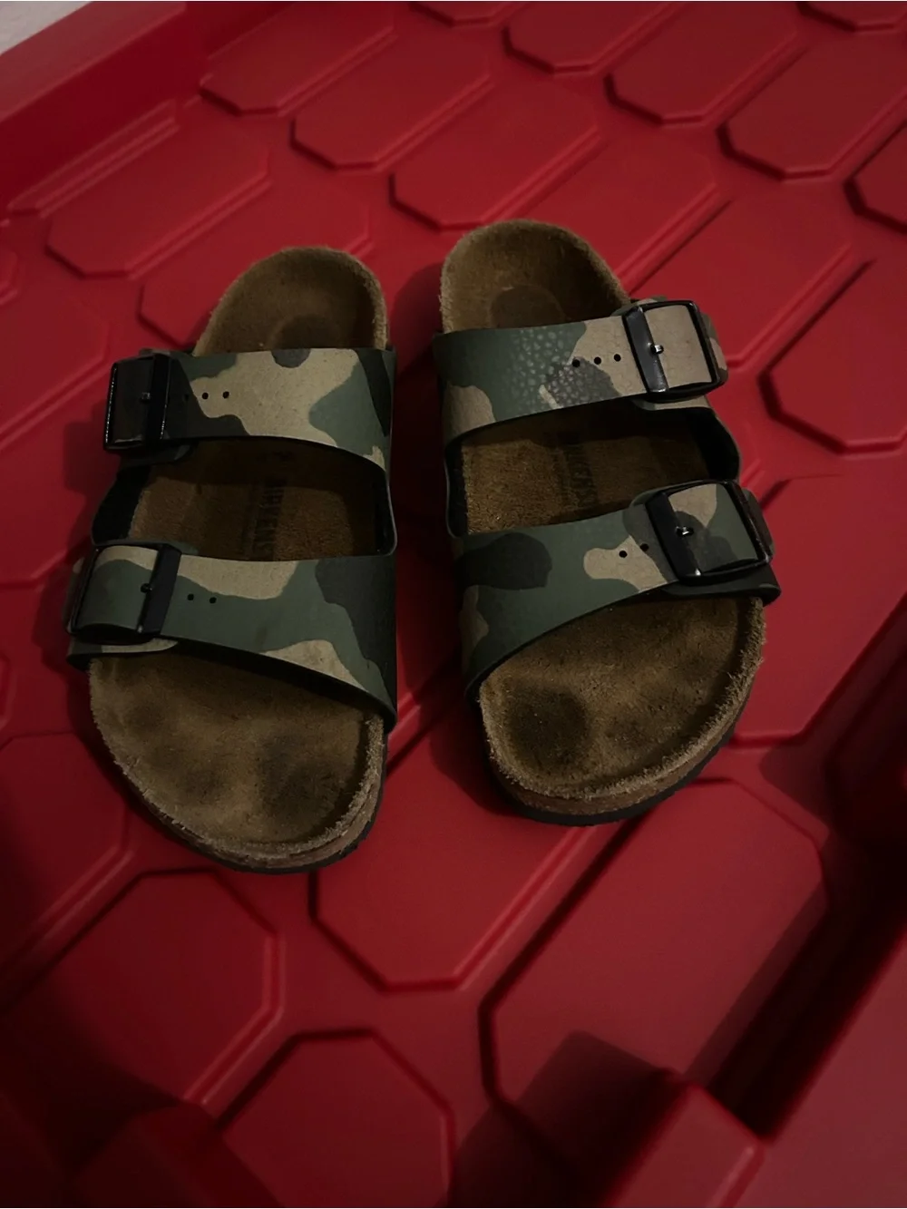 Birkenstock Kids Camo Two-Strap Sandals in Green